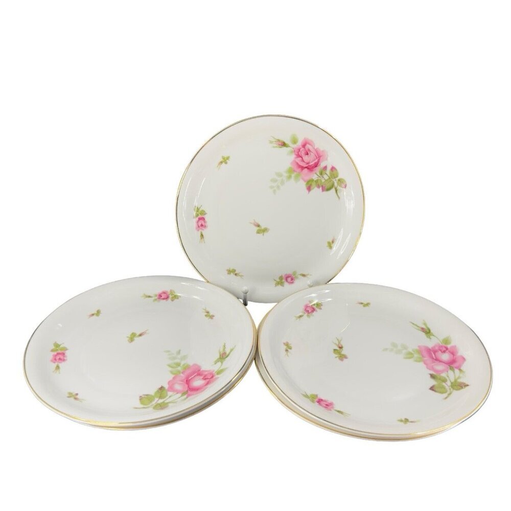 Rosenthal Moss Rose Dish Plate‎ Pompadour Selb Germany Porcelain Set 5 Vintage